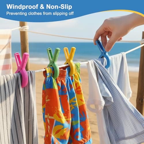 XYGK 8 PCS Beach Towel Clips for Sun Loungers, Large Beach Towel Pegs — view 5