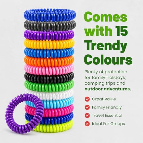 DSL Mosquito Repellent Bands 15 Pack - Mosquito Repellent Bracelet Deet-Free - Mosquito Bands for Adults & Kids - 300 Hours Waterproof Protection for Travel & Holidays, Camping Essentials — view 6