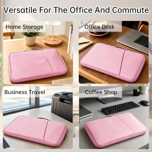 13 Inch Laptop Sleeve – Water-Resistant Oxford Fabric with Corner Protection & Shock Absorption for 13" Ultrabooks (Pink) — view 5