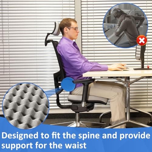 Gatphy Lumbar Roll Pillow Memory Foam Roll Pillow Adjustable Cylindrical Backrest Sofa Cushion with Removable Washable Cover Elastic Strap 11 Inch Lumbar Support Pillow for Office Chair Couch (Blue) — view 4