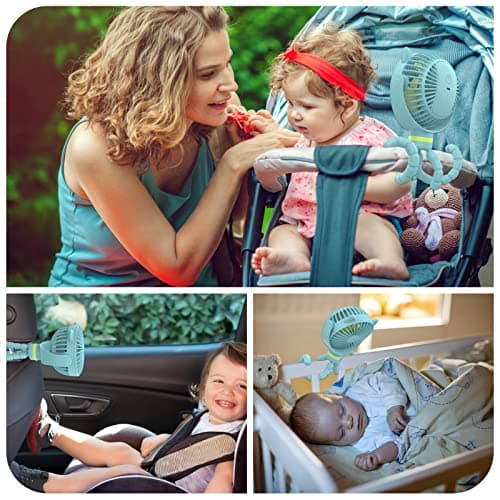 ITSHINY Pram Fan, 2025 Upgraded Stroller Fan Clip on Rechargeable, 4000mAh Portable Desk Fan Baby Cooling with Flexible Tripod 3 Speed for Crib Treadmill Car Seat Camping Travel — view 5