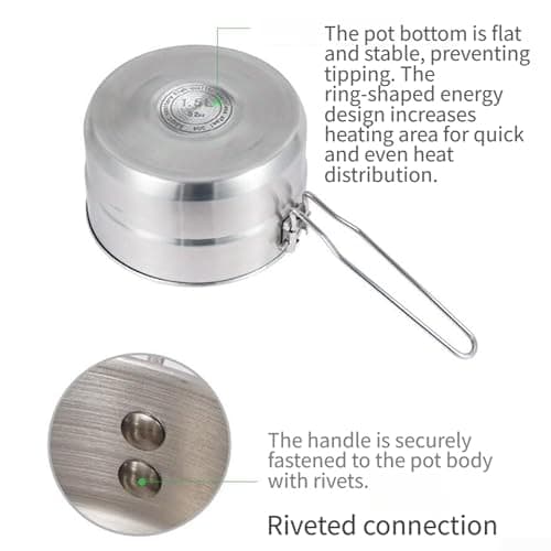 16cm Compact Folding Pot 304 Steel for Hiking Backpacking — view 2