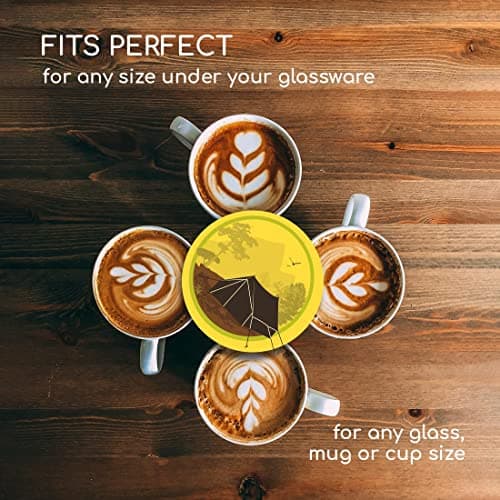 1 x Round Coaster - Camping Tent Forest Cork Backed MDF Glossy Tea Coffee Accessory #7136 — view 6
