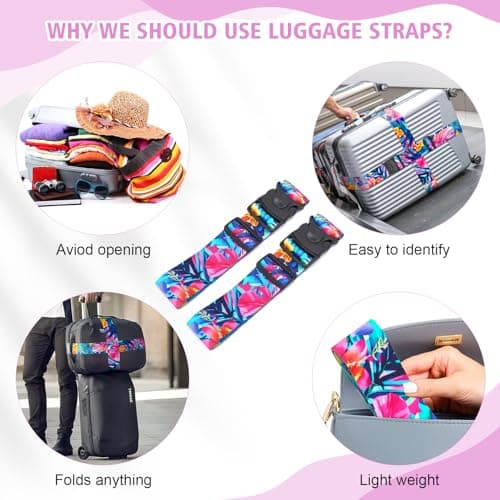 MOTONG 2 PCS Leaf Luggage Straps Adjustable Suitcase Straps Personalised Luggage Straps Suitcases Heavy Duty Suitcase Belts Thickened Luggage Belt with Quick Release Buckle — view 4