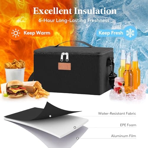 Lifewit 6.4L Insulated Lunch Bag for Men, Waterproof Cool Bag (Black) — view 3