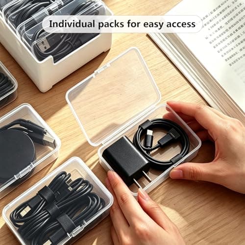 Cable Management Box with 7 Clear Cases, Desk Cable Organiser — view 4