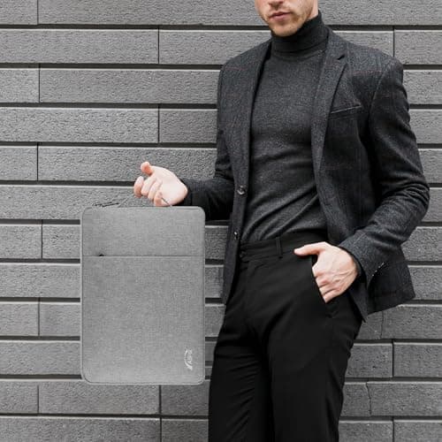 AIPIE Laptop Case 17 17.3 Inch Laptop Sleeve Bump Absorb Briefcase, Durable Work Bag with Handle Gaming PC Cover for Acer, Asus, Dell, HP, Lenovo Women Man Business Trip, Light Grey — view 3