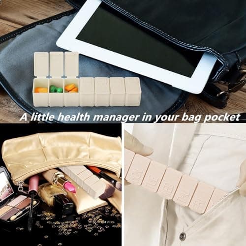 RUIENGCOMM 2 Pcs Daily Pill Box Portable Pill Case Weekly Pill Organizer Plastics Weekly Tablet Organiser Pill Container for Tablet Organiser Vitamins Supplements Medicine — view 5