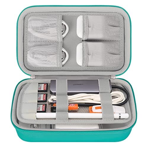 Elonbo Hard Travel Cords Organizer Universal Small Electronic Accessories Carrying Bag for Chargers MacBook Adapter Magic Mouse Apple Pencil Flash Disk Tech Portable Storage Bag, Green