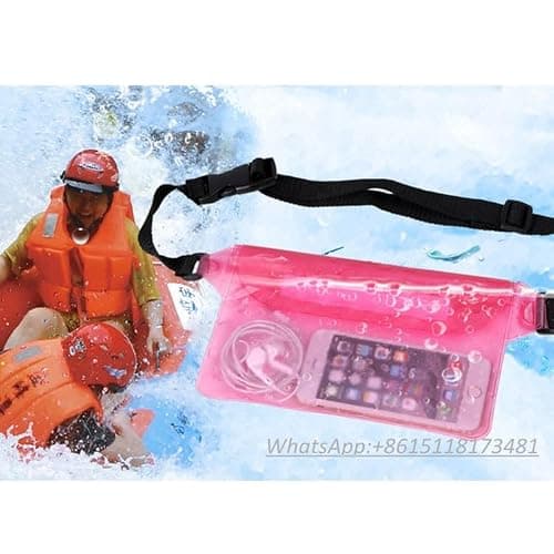 Waterproof Money Belt Pouch Bag | Underwater Phone Money Case Transparent Waist Bag with Adjustable Strap | Touchable Dry Bag for Travel, Outdoor, Beach, Swimming, Fishing, Boating, Drifting (Pink) — view 4
