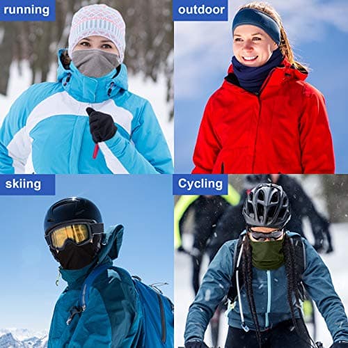 4 Pieces Winter Fleece Neck Warmer Snoods for Men Women Gaiter Thick Thermal Windproof Ski Neck Scarf Balaclava — view 6