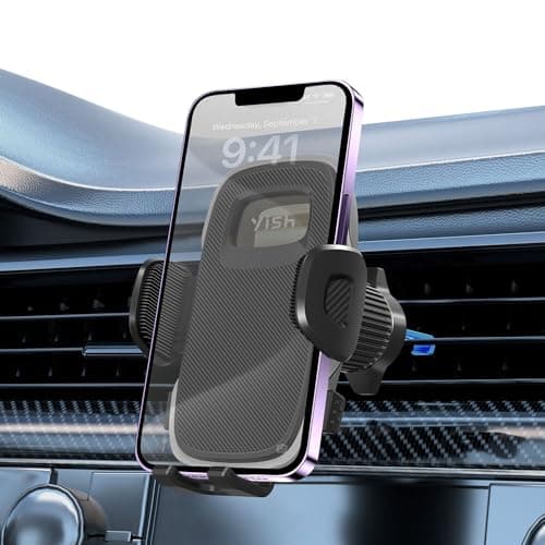 YISH Mobile Phone Car Holder：360° Rotatio Car Phone Mount, [Updated Hook & Silicone] C ar Phone Holder Air Vent, Mobile Phone Automobile Cradles for iPhone Samsung Google Sony iPhone (Black)