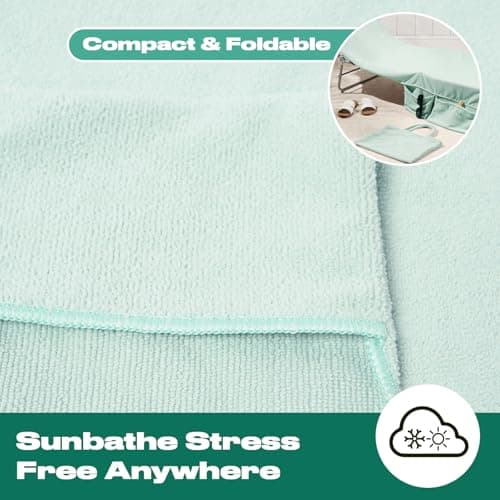 Brentfords Sunlounger Towel with Pockets, Soft Quick Dry Fabric Lightweight Easy Storage Large Beach Towel with Pockets For Travel Poolside or Beach Days, Sage - 75 x 215cm — view 4
