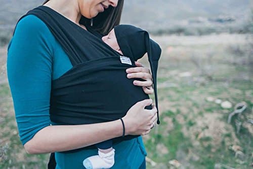 Baby Wrap Sling Organic Stretchy Premium Carrier | UK/EU Safety Tested | Made in UK by Joy and Joe | Suitable from Birth to 16Kg | with Hat, Bag and Full Colour Instruction (Black) — view 3