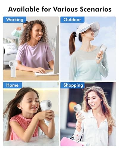 WHATOOK Handheld Fan, 2024 Powerful High Speed Cooling Turbo Mini Fan with LED Display, 5 Speeds USB Rechargeable Portable Fans, 2H Fast charging, Personal Small Stylish Travel Fan for Woman Outdoor — view 4