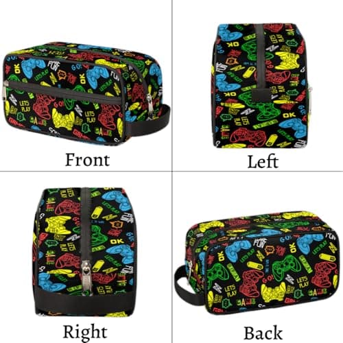 Travel Toiletry Bag for Boys Kids, Video Game Waterproof Hanging Cosmetic Hygiene Bags for Men, Shaving Kit with Large Capacity for Bathroom, Sports, Shower — view 6