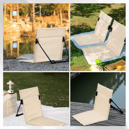 Gonggi Folding Beach Chair, Beach Chairs Low Folding Lightweight, Floor Chair with Back Support for Fishing Barbecues Hiking Traveling Outdoors Activities Camping Chaired (Off White) — view 6