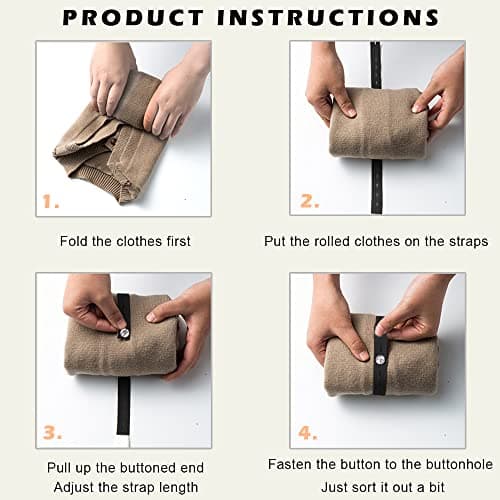 LELE LIFE 30Pcs Clothes Storage Elastic Band, Adjustable Clothing Storage Strap with Button Buttonholes, Travel Luggage Space Saver, Drawer Closet Organizer, 3 Colors — view 5