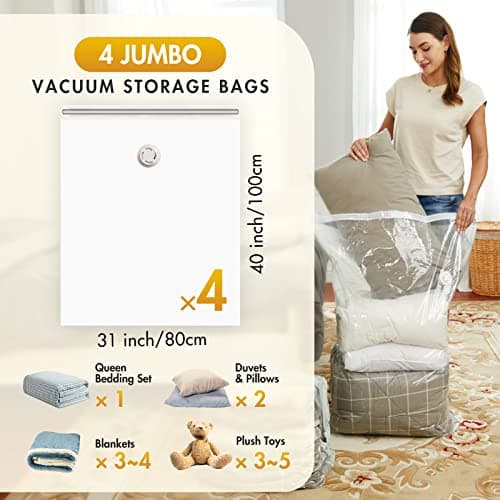 TAILI 4 Pack Jumbo Vacuum Storage Bags for Comforter, 100 X 80 CM — view 3