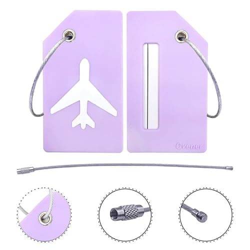 2Pack Silicone Luggage Tag with Name Card to Quickly Spot Suitcase Purple — view 3
