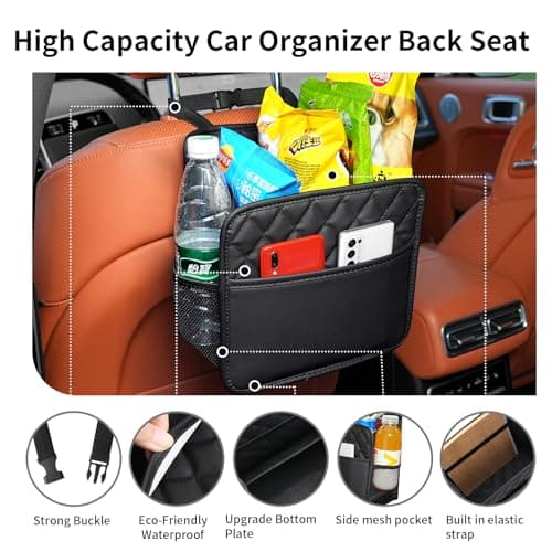 TepTupGa 2Pcs Car Seat Back Organizer with Cup Holders, Waterproof Large Capacity Hanging Car Backseat Storage Bag for Phones Documents Cups Bottle Travel Compatible with Most Vehicles — view 5