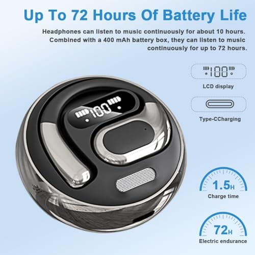 BZRYPREC OWS 144-Language AI Translator Earbuds - Real-Time Speech Translation with Accent Recognition - Learning/Travel/Business Bluetooth Earbuds（Black） — view 5