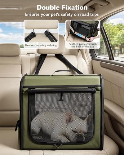 Dog Car Carrier LightWeight 61×45×52cm, Foldable Dog Carrier, Green — view 3