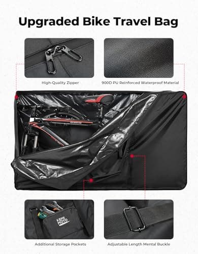 KEMIMOTO Folding Bike Bag for Bicycles, 26-29 In, Heavy Duty 900D Bike Travel Bag/Box, Folds into Handlebar Bag, for Transportation and Air Travel, Waterproof, Bicycle Outdoor Storage Bag — view 6