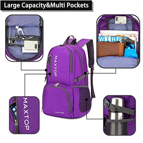 MAXTOP 30L Backpack Ultra Lightweight Packable Foldable Rucksack Water Resistent For Men Women Outdoor Camping Hiking Travel Daypack Handy Durable Gifts For Men Women — view 3