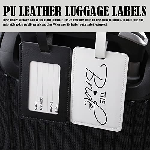 2 Pcs Mr and Mrs Luggage Tags Set, Bride and Groom Gifts, PU Leather — view 2
