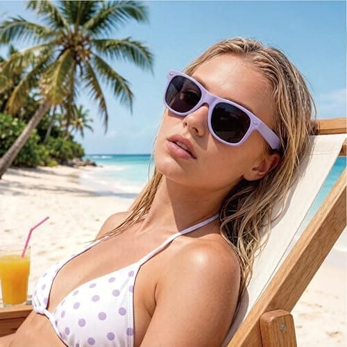 toTravelGear Polarized Sunglasses for Women Men Trendy Rectangle Sun Glasses for Driving Travelling Hiking UV Protection(Lavender) — view 3