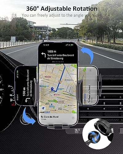 Hoppac Car Phone Holder, Air Vent Car Phone Mount Cradle, Upgrade Steel Hook & 360° Rotation & One Button Release, for Mobile Phone iPhone Max Android 4-7'' — view 5