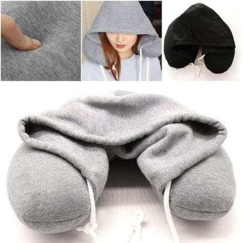 Globe Trek Soft Comfortable Hooded Neck Travel Pillow U Shape Airplane Neck Support Cushion with Hoodie — view 6