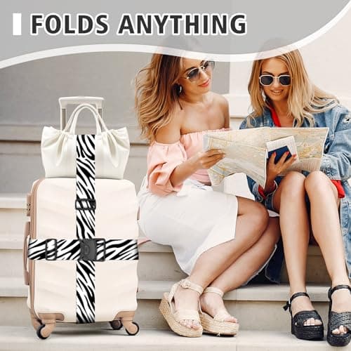 MOTONG 2 PCS Luggage Straps,200 CM Adjustable Suitcase Straps Personalised Luggage Straps Suitcases Heavy Duty Suitcase Belts Thickened Luggage Belt with Quick Release (Zebra Stripe) — view 5