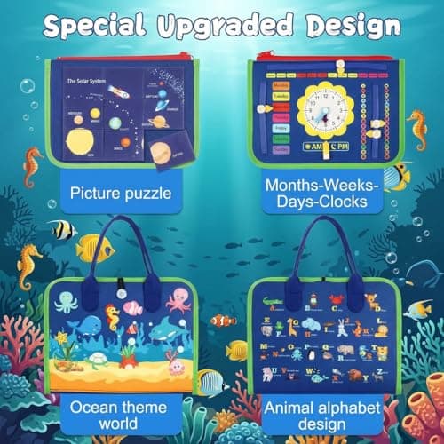 Boyfield Blue Busy Book 1+ Year Old Montessori Travel Toy for Kids (Blue) — view 2