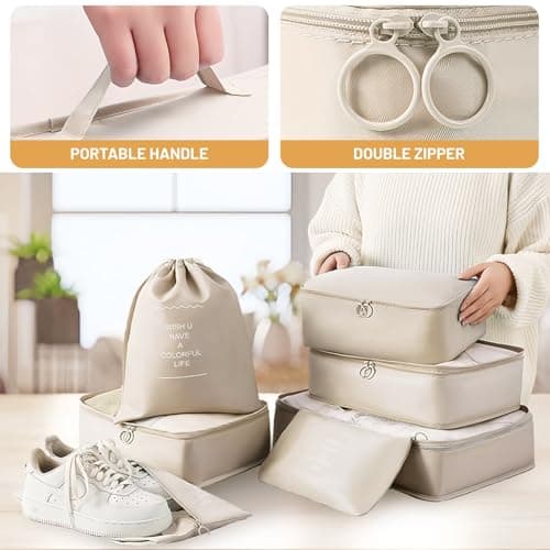 Compression Packing Cubes 8pcs, with Visible Mesh, Handle & Double Zipper — view 6