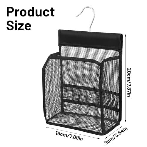 Bremorou Mesh Shower Bag Organizer, Portable PVC Bathroom Storage Bag for Travel, Lightweight Shower Bags for Gym and Swimming, Caddy Organizer for RV, Black Mesh Toiletry Bags with Hooks — view 2