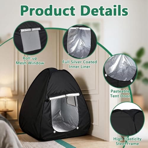 Peldris Sensory Tent, 84 x 84 x 96cm Foldable Pop Up Play Tent for Autism Kids with Storage Bag, Blackout Sensory Tent, Calm Corner for Children to Read Play and Relax — view 3