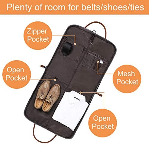 S-ZONE Suit Carry-on Garment Bag Suit Carrier for Men and Women Suit Bag for Travel or Business Trip with Adjustable Shoulder Strap — view 3