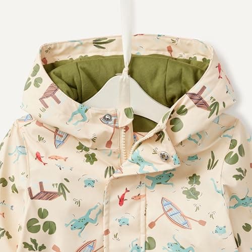 Amazon Essentials x Sofia Grainge Baby Boys' Water-Repellent Rain Jacket, Light Tan Frogs, 12 Months — view 4