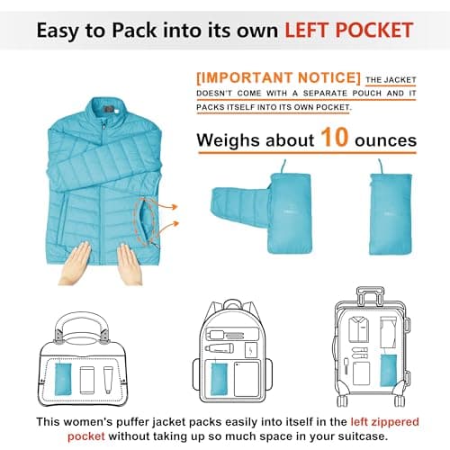 Outdoor Ventures Women's Packable Puffer Jacket Lightweight Quilted Jacket — view 2