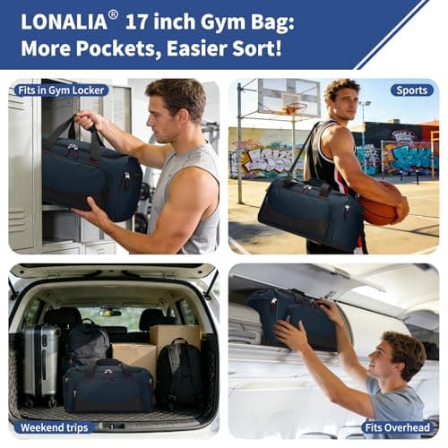 LONALIA Small Holdall Bag 30L, Gym Duffle Bag, Navy Blue — view 5