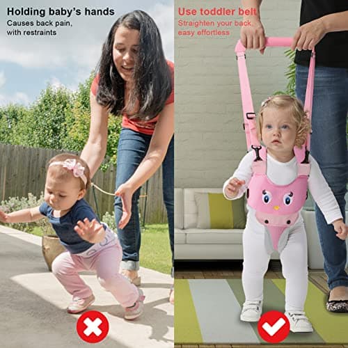 IULONEE Baby Walking Harness Handheld Kids Walker Assistant Belt Mesh Pink — view 5