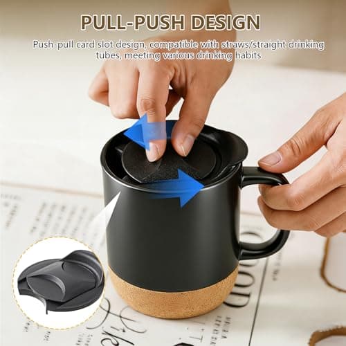 Eidoct Travel Ceramic Cup with Handle, Ceramic Coffee Mug 400ML — view 6