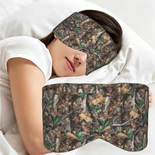 Cold Tree Camouflage Print Sleep Mask Wide Wraparound Reversible Light Blocking Travel Fit