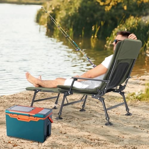 Bonnlo Professional Foldable Fishing Chair, Camping Chair with Footrest — view 2