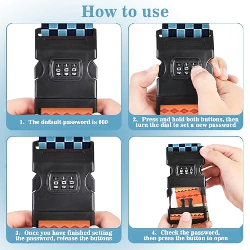 2 PCS Luggage Straps, Suitcase Straps with Lock, Adjustable Suitcase Straps, Thick Suitcase Belt Strap, Heavy Duty Luggage Straps, Lockable Luggage Straps for Suitcases — view 4