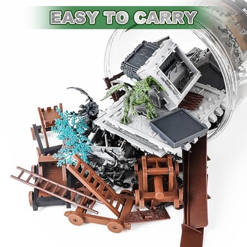 deAO Ancient Military Soldier Set for Kids, 76 PCS Medieval Castle Knight Army Men Toys Playset with Castle, Soldiers, Shield Cart, Ladder, Flying Dragon and Battlefield Accessories for Boys and Girls — view 4