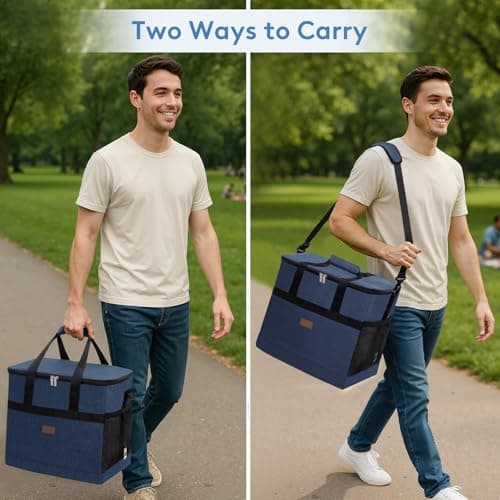 Lifewit Cooler Bag 60 Cans Collapsible and Insulated Large Lunch Bag Leakproof Soft Cooler Portable for Camping/BBQ/Family Outdoor Activities, Dark Blue — view 6