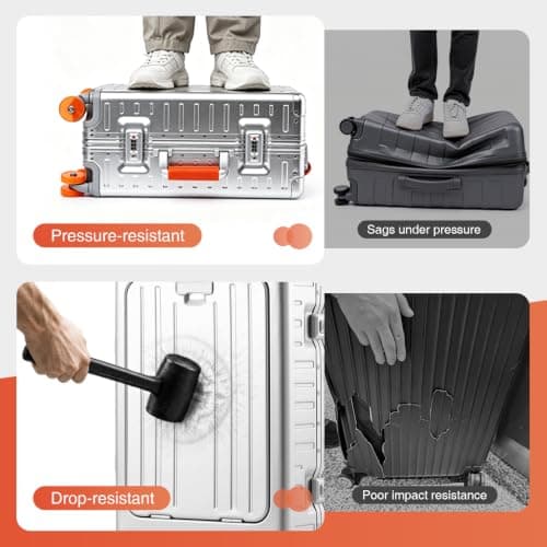AIWEINY All Aluminium Suitcase Carry On Luggage Hard Shell Cabin — view 6